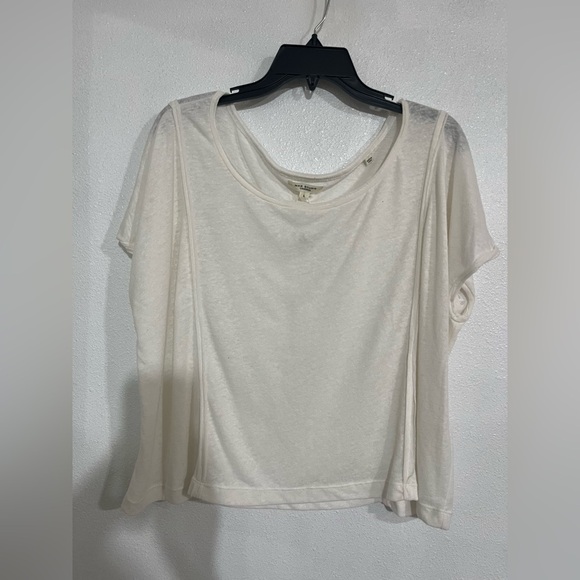 Max Studio London linen blend Sz L egg shell white - Picture 1 of 4